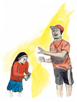 The Five-Dollar Bill counting the money