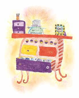 Writing Is Like Knitting typewriter on top of table