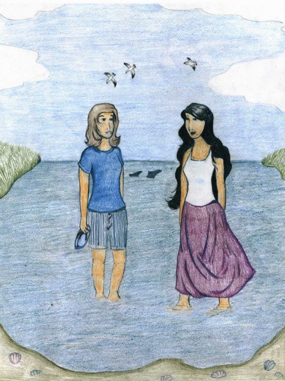 A Girl Called Helena waddling in the ocean