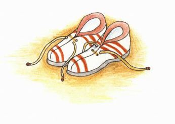 Flying white sneakers