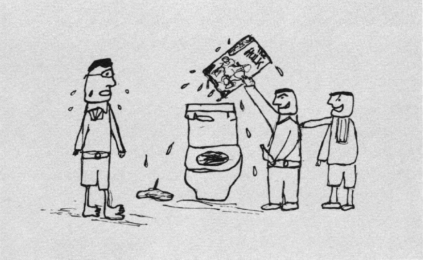 Blending In Pouring toys in the toilet