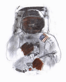 AE-51 wearing a spacesuit