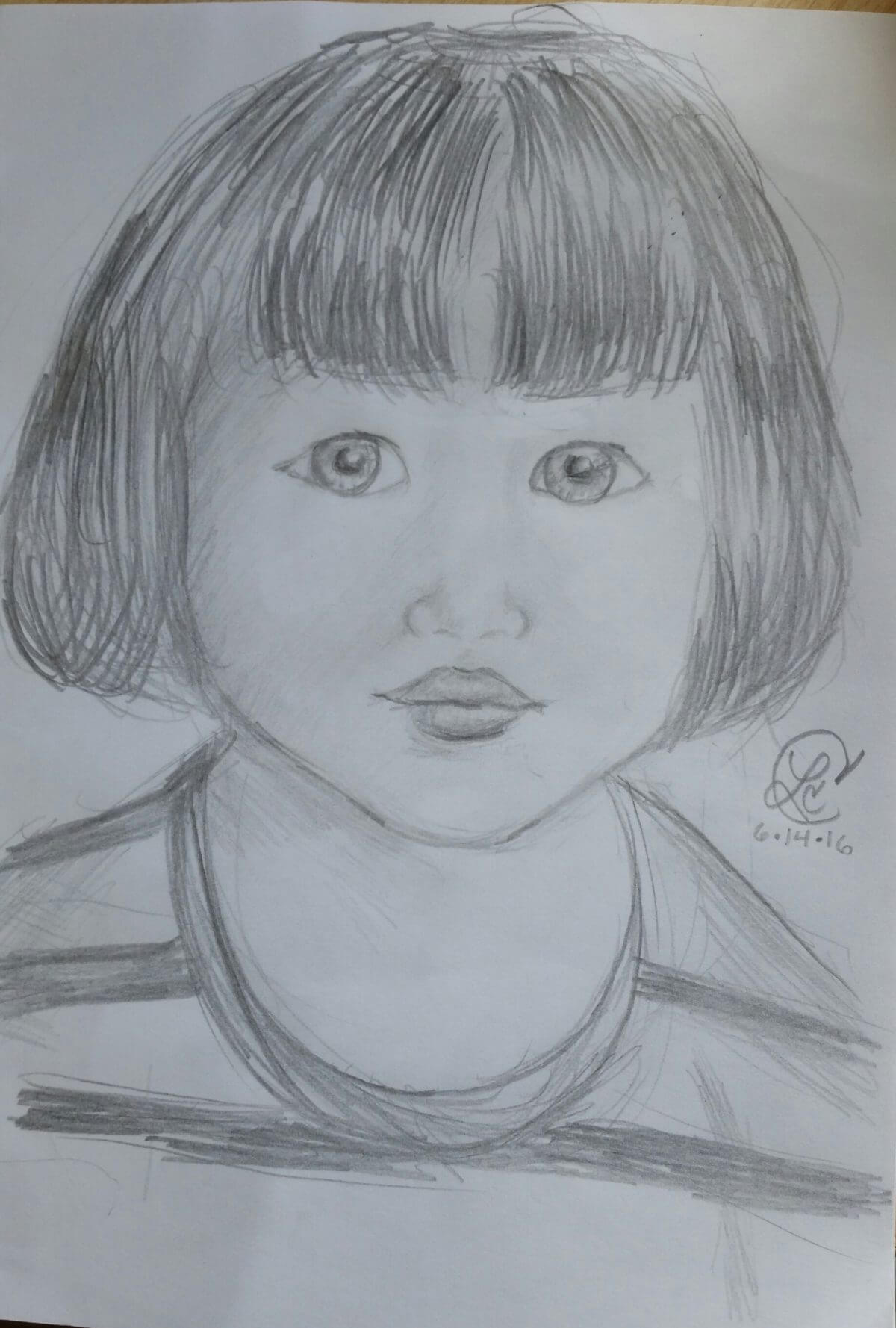 Welcome Aboard drawing of a little girl's face