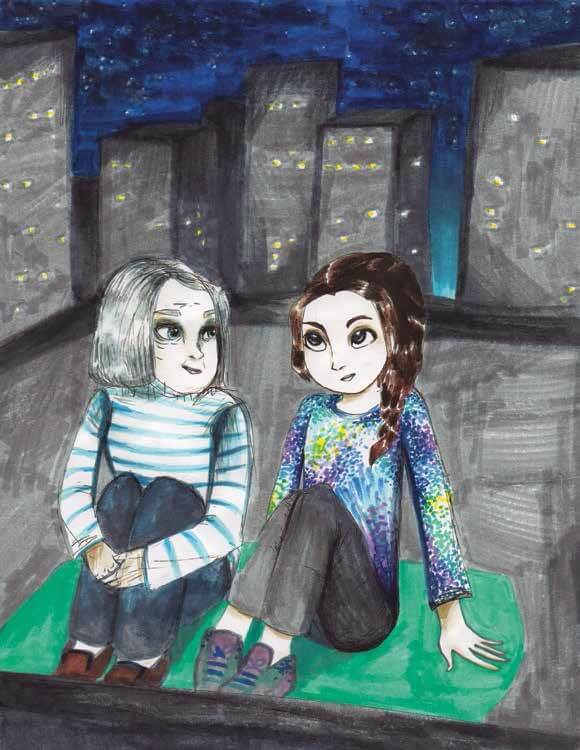 Different City, Same Stars talking on the rooftop