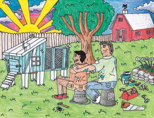 Grandpa and the Chicken Coop admiring the finished product