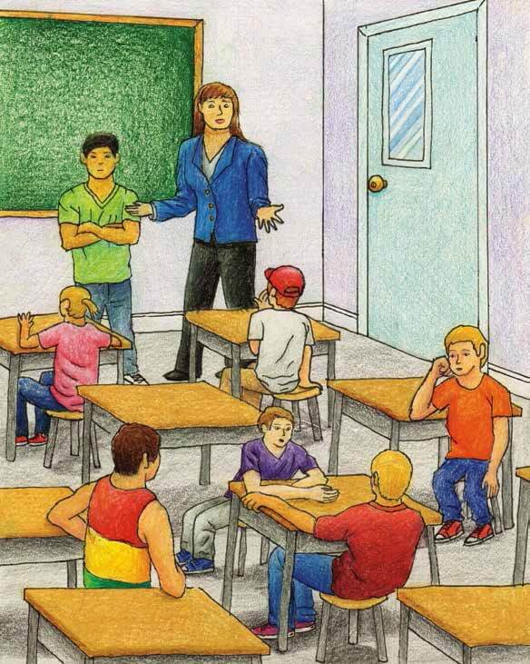 Conrad and Fate introduced in a classroom