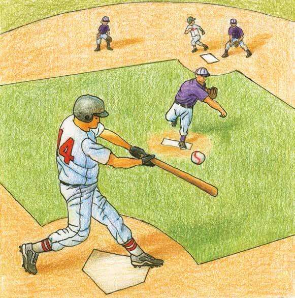 Conrad and Fate playing baseball