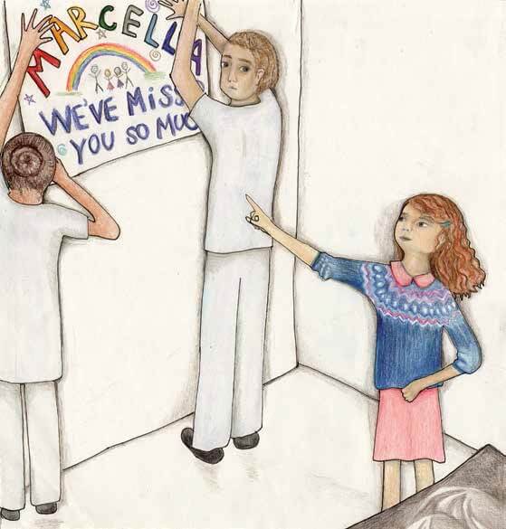 Marcella’s Miracle hanging a sign
