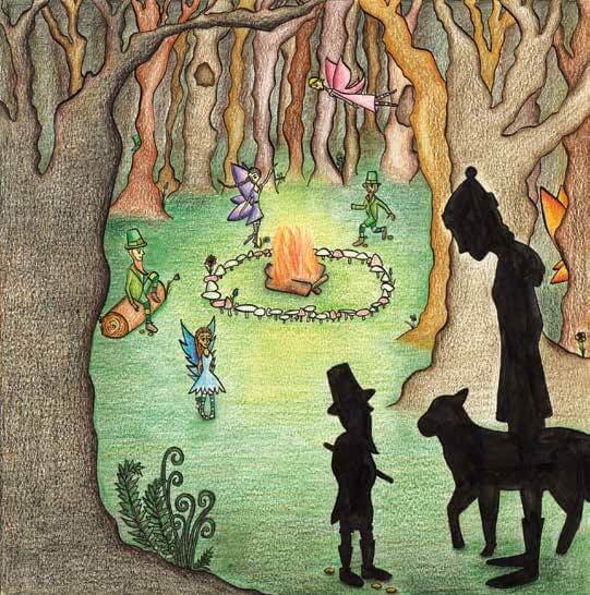 Leprechaun Rain gathering in the woods