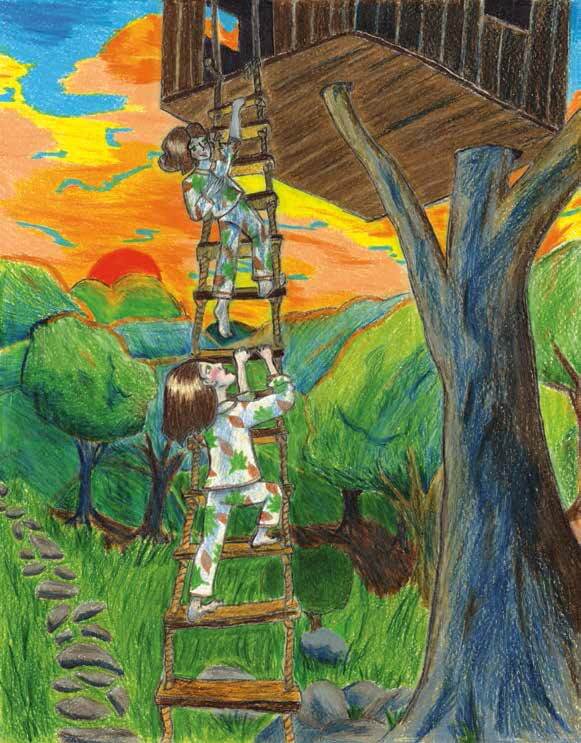 The Treehouse girls climbing