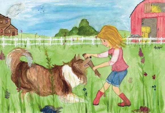 Moonbeam playing with the dog