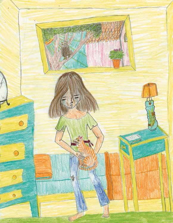 Owl Song holding a cat