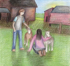 A Home for Barney two girls with two goats