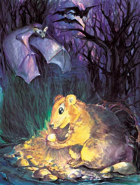 Bats and Pearls muskrat holding a pearl