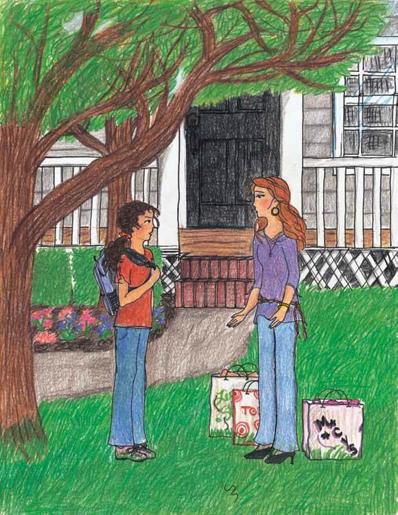 The Blueberry Family talking on the lawn