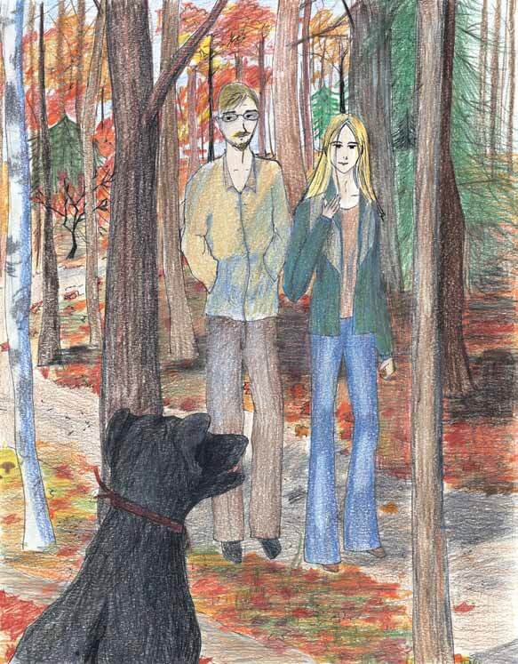 Shadow finding a black dog