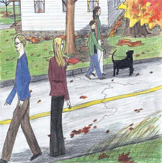 Shadow dog being walked