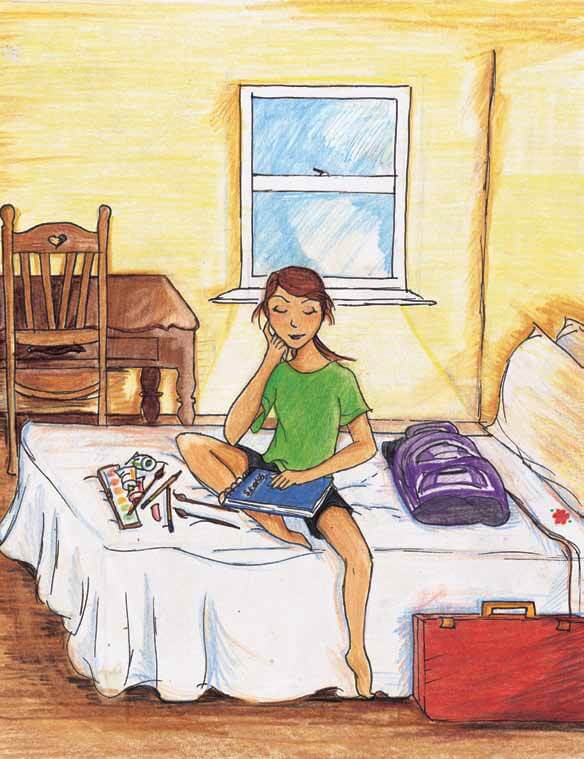 From Dust to Dreams sitting on the bed
