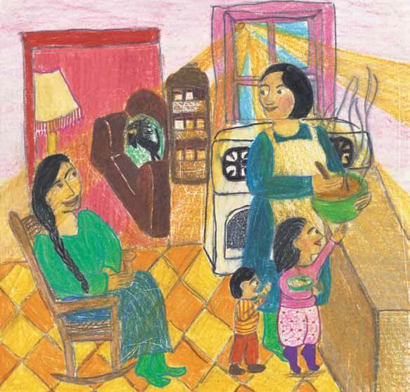 Free family in the kitchen