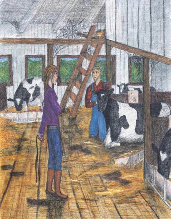 Photos in the Hayloft in a barn with cows