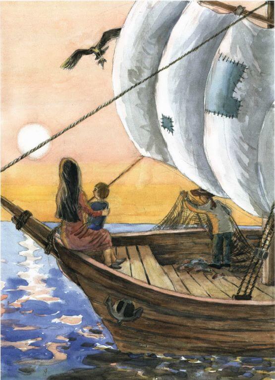 Iristerra riding a boat