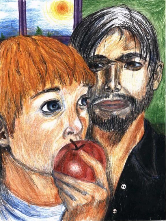 The Time Magicians eating an apple