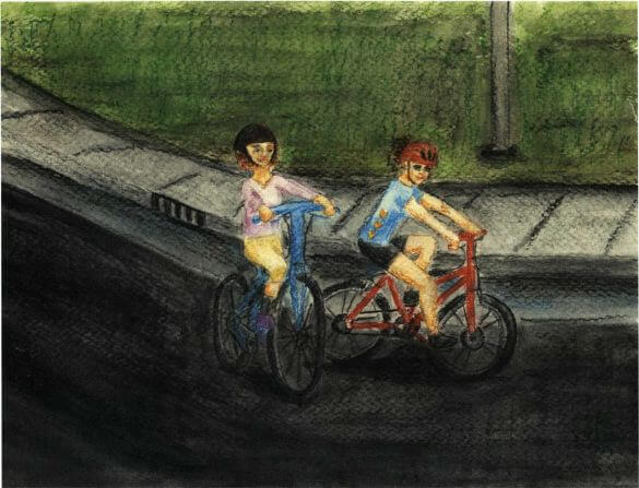 A Hidden Love biking on the road