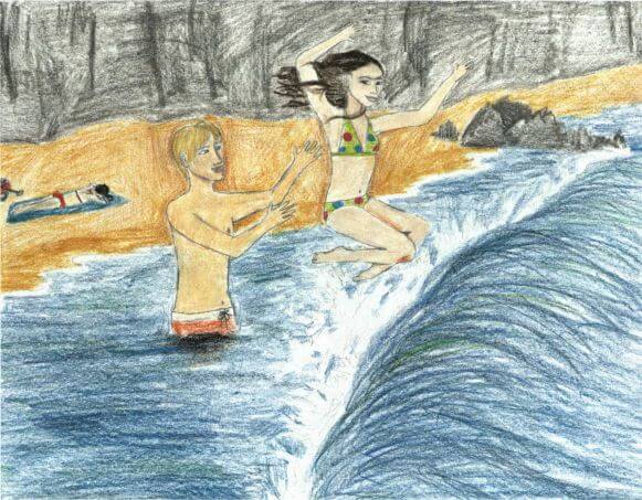 The Summer Father Was Away swimming in the sea