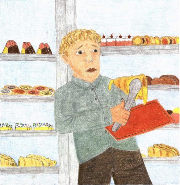 Saturday Night at the Panaderia taking bread in bakery