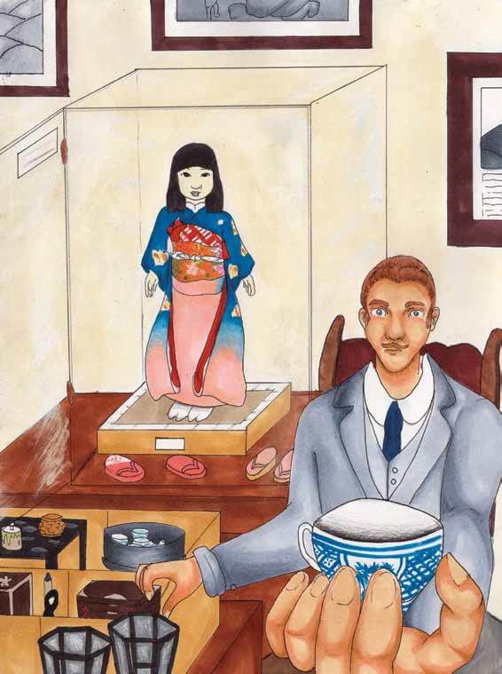 Miss Kagawa’s Gift raising a teacup