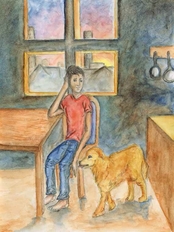Seeing Over the Side of the Boat child with a dog