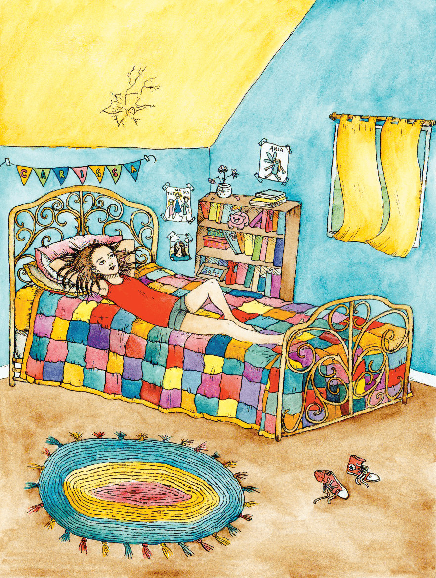 Blue Butterfly lying in bed
