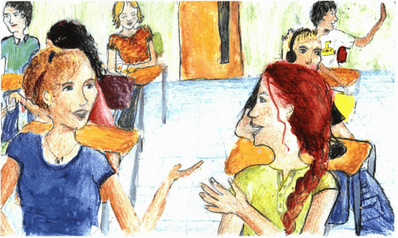 Music from the Heart girls talking in class