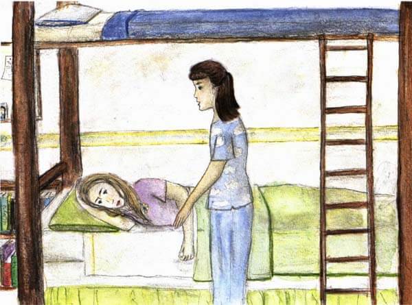 playing periwinkle girl crying in the bed room