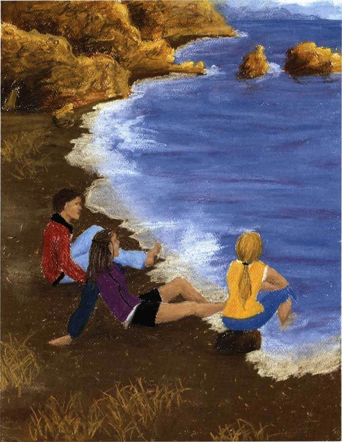the sea lion waltz three kids dipping on the beach