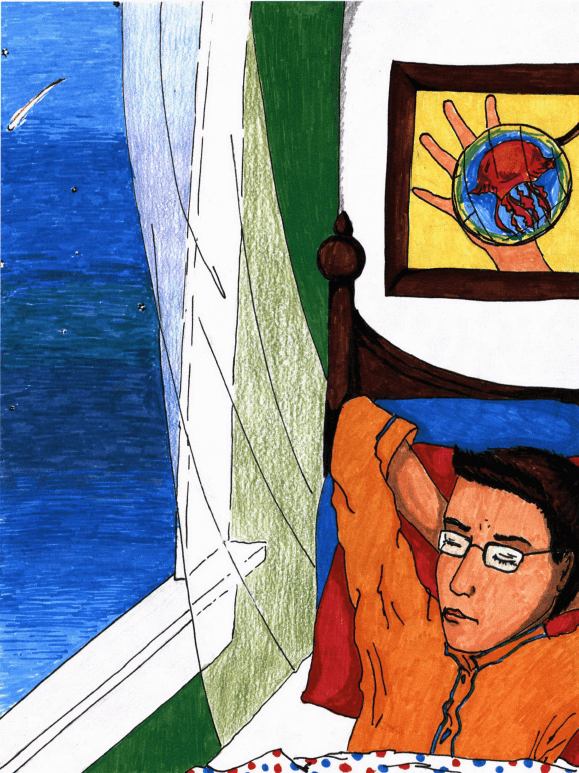 The Shooting Star boy by the window