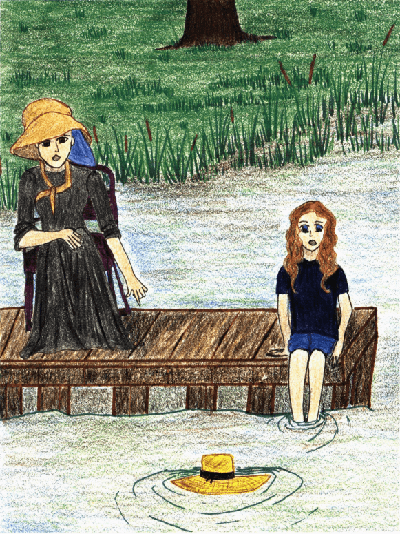 The Lone Straw Hat two women at the dock