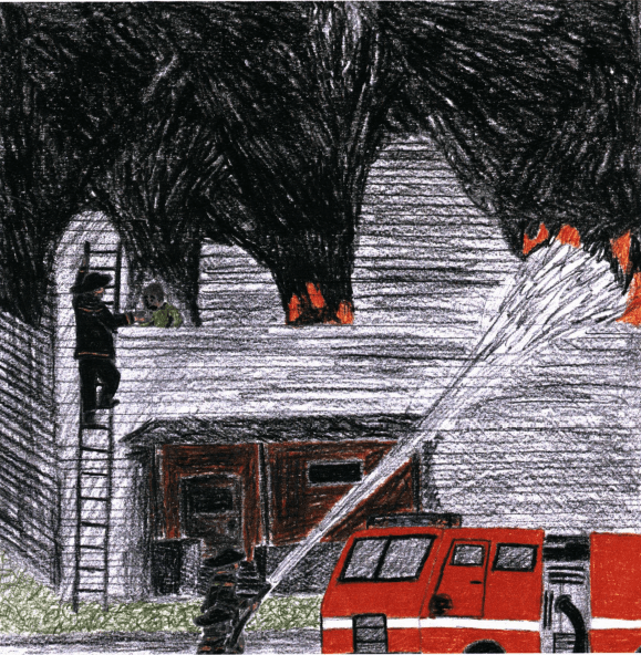 A Second Chance fireman putting out fire