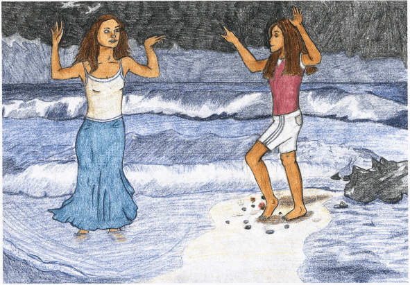 Storm Dancer girls on the beach