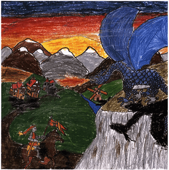 The Last Dragon knight fighting a dragon