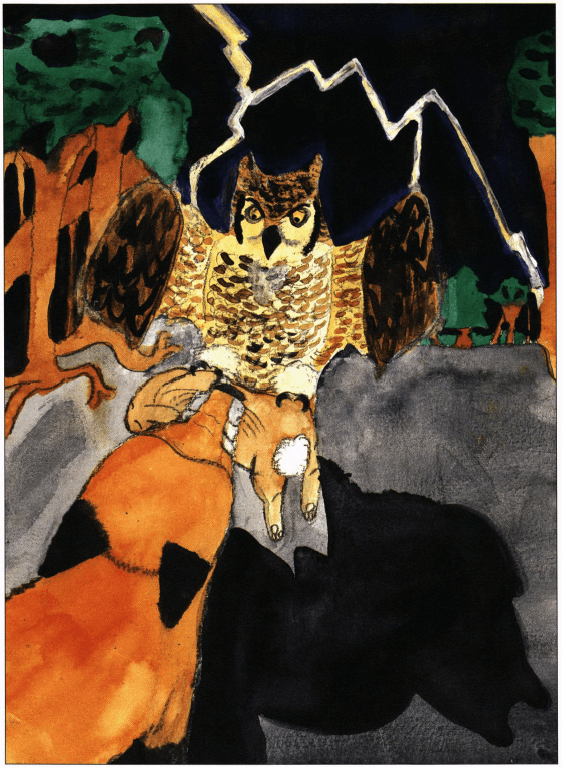 Autumn Thunder owl snatching the catch