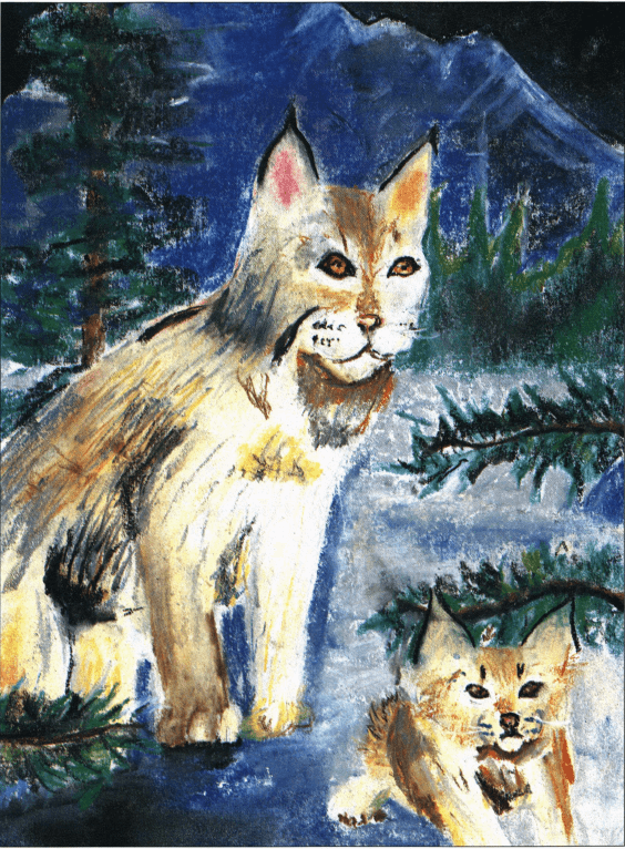 Trapped Heart a lynx and baby lynx