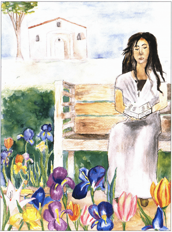 Another Day woman sitting in a garden