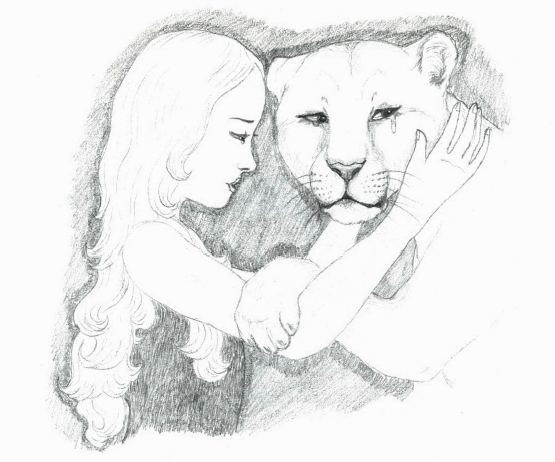 Real Family girl and a tiger
