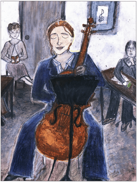 Music Sown with Love woman playing a cello