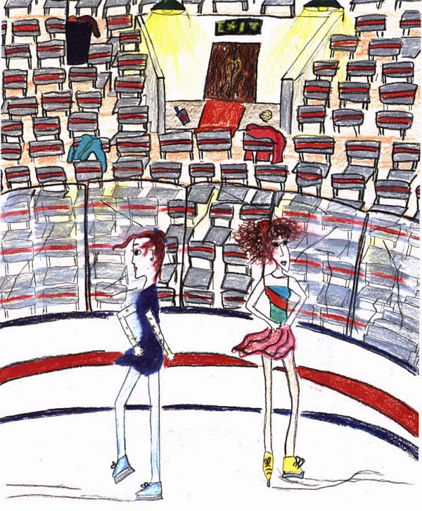 silver two girl ice skating