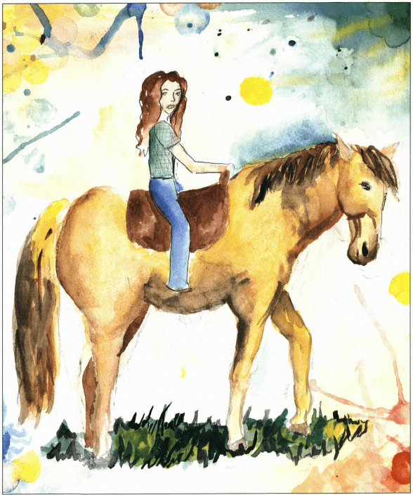 The Clown Who Found a Frown girl riding a horse