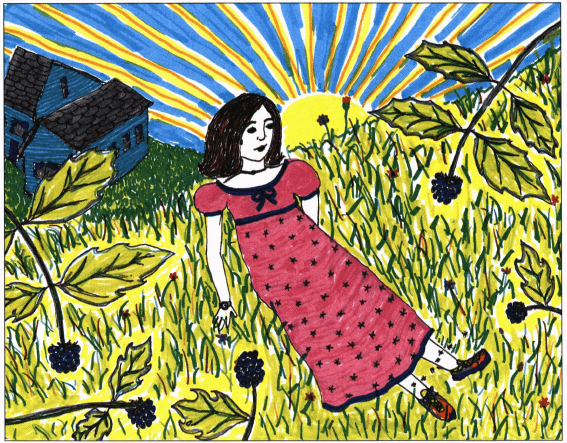 The Berry Patch girl on a berry garden