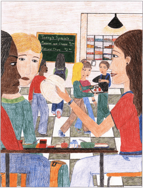A Treasure girls on the cafeteria
