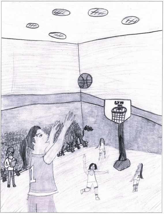 Basketball Free-Throw girl throwing basketball